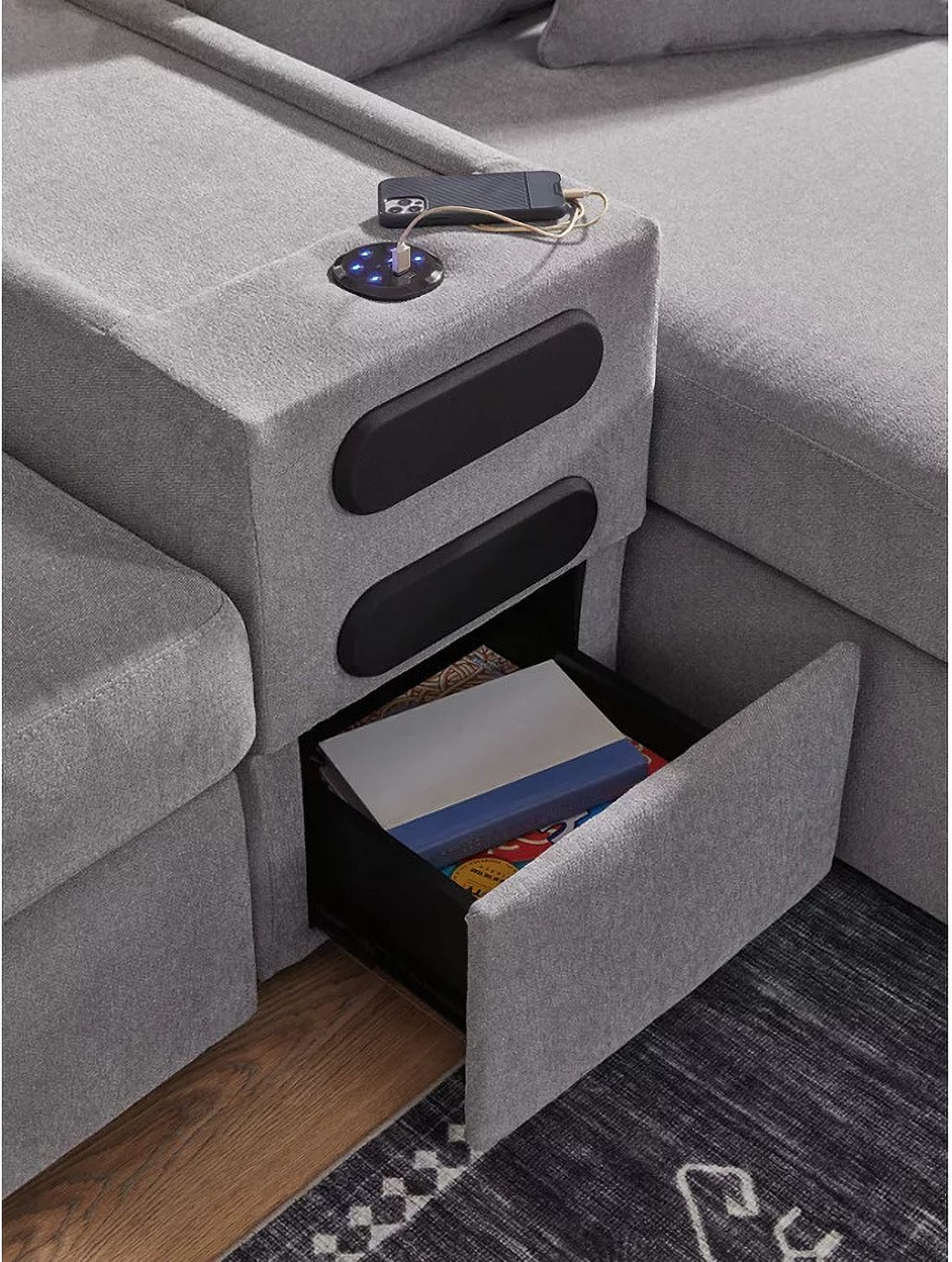 Modmax 6-Piece RAF Sectional with Audio Console In Granite 92104S25