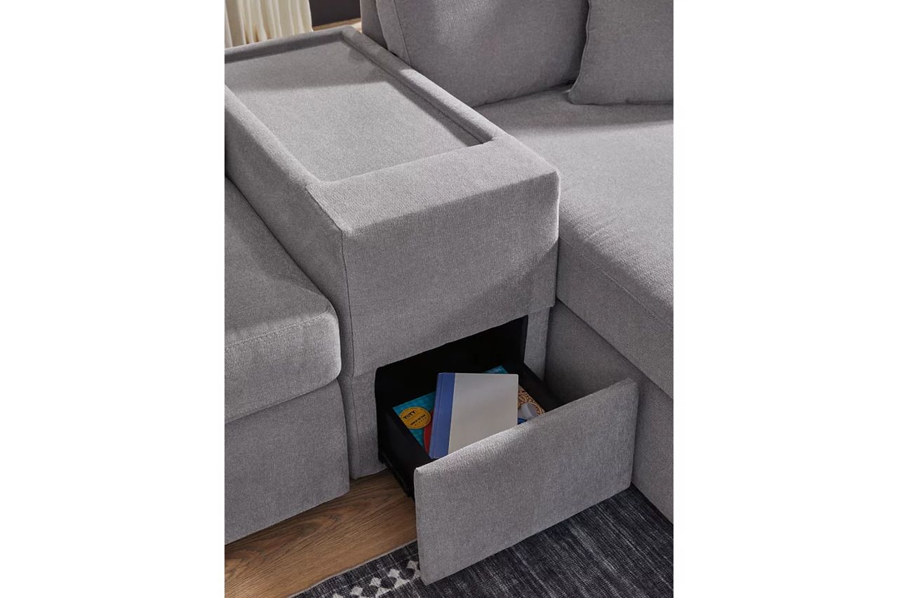 Modmax 3-Piece Sectional with Storage Console In Granite 92104S3