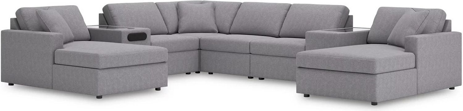 Modmax 8-Piece LAF Sectional with 2 Console In Granite 92104S31