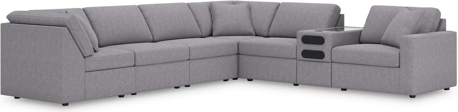 Modmax 7-Piece RAF Sectional with Audio Console In Granite 92104S34