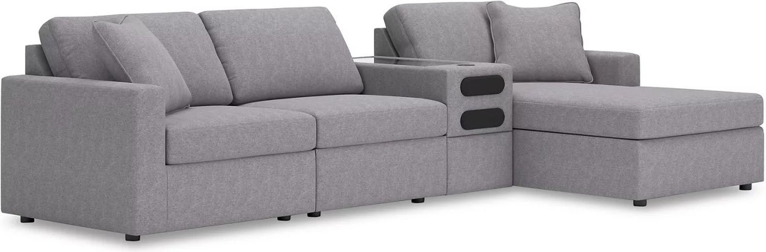 Modmax 4-Piece RAF Sectional with Audio Console In Granite 92104S37