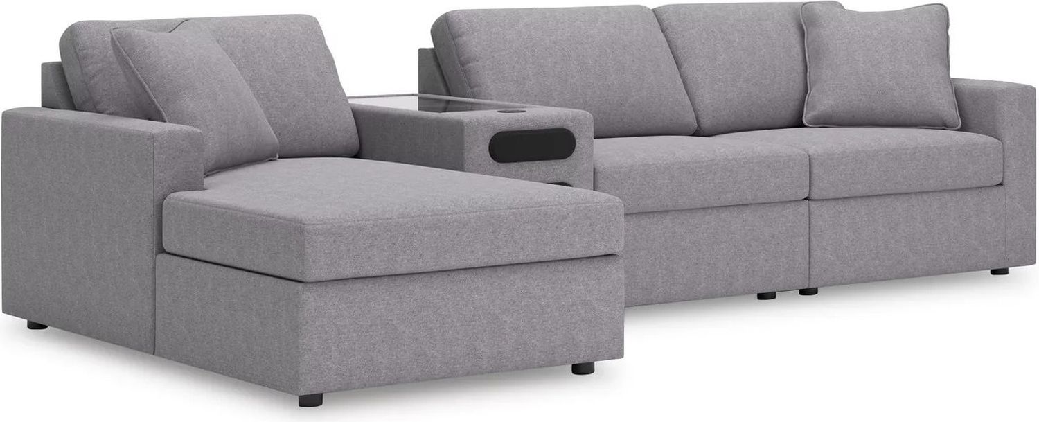 Modmax 4-Piece LAF Sectional with Audio Console In Granite 92104S38