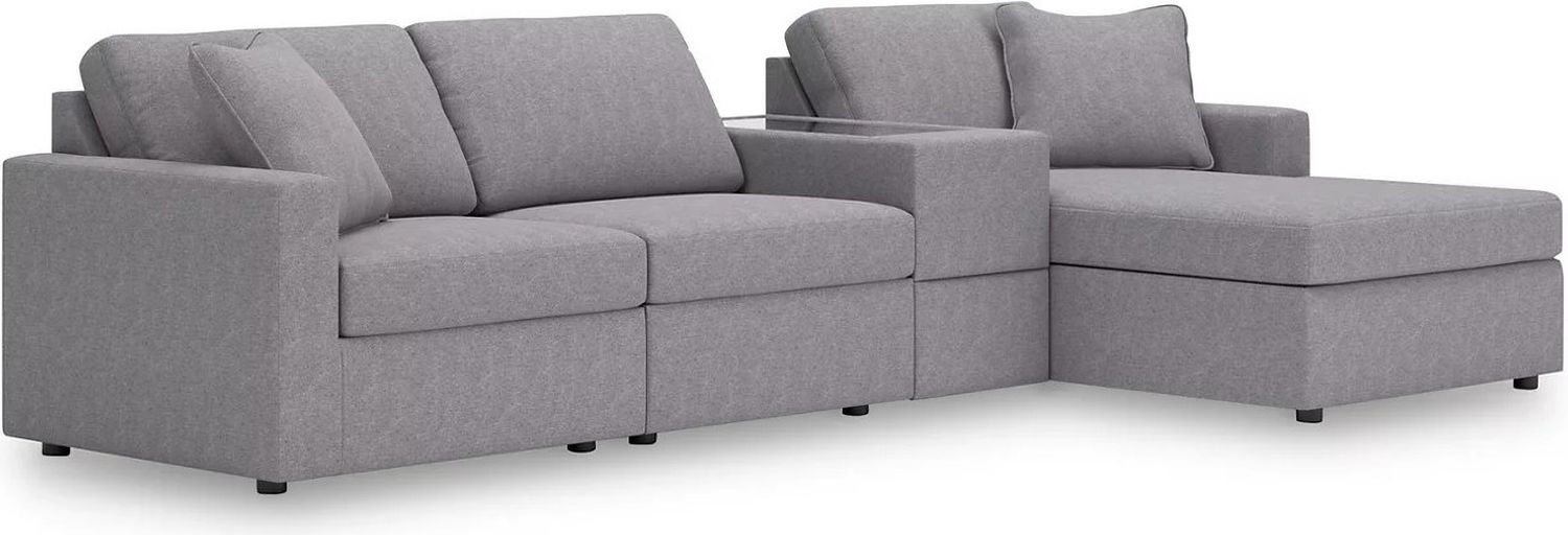 Modmax 4-Piece RAF Sectional with Storage Console In Granite 92104S40