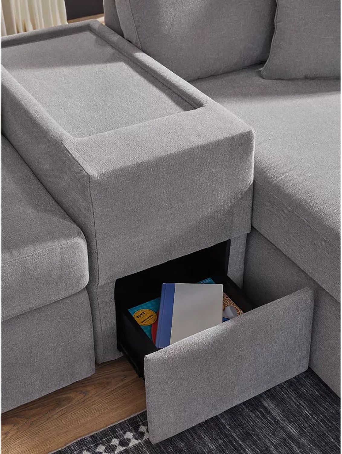 Modmax 4-Piece LAF Sectional with Storage Console In Granite 92104S41