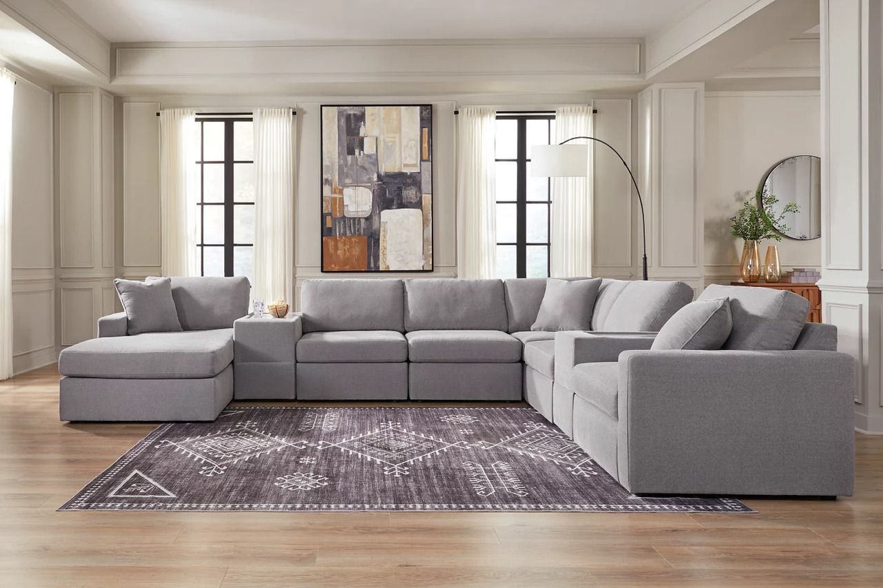 Modmax 8-Piece LAF Sectional with Storage Console In Granite 92104S43