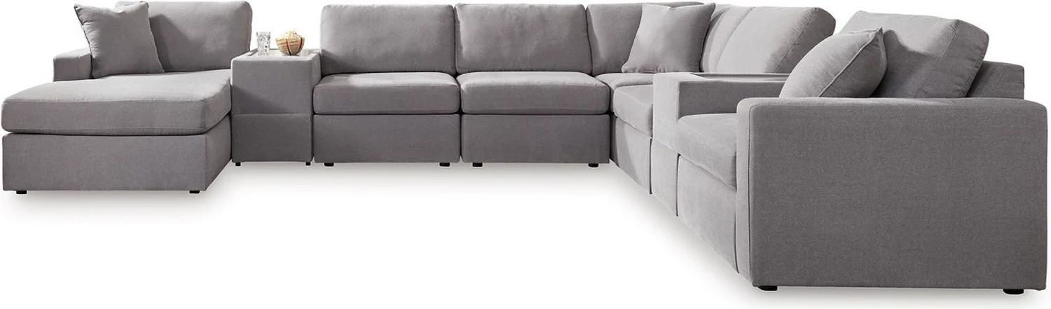 Modmax 8-Piece LAF Sectional with Storage Console In Granite 92104S43