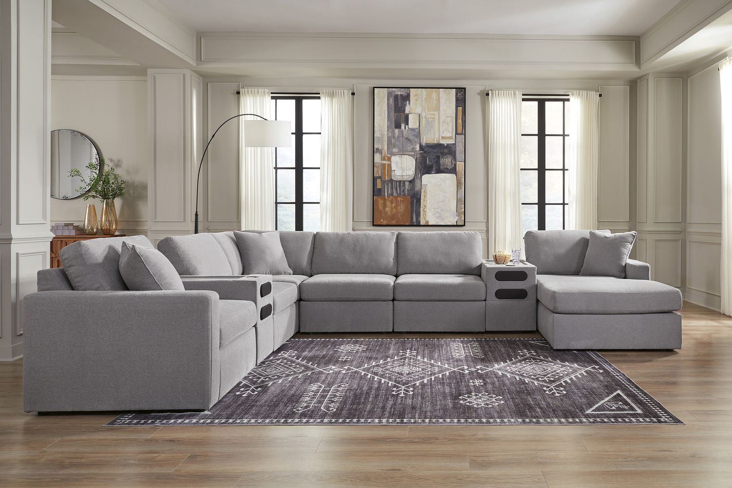 Modmax 8-Piece Sectional with Audio System and Chaise In Granite 92104S48