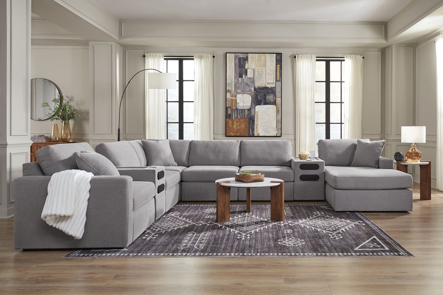Modmax 8-Piece Sectional with Audio System and Chaise In Granite 92104S48