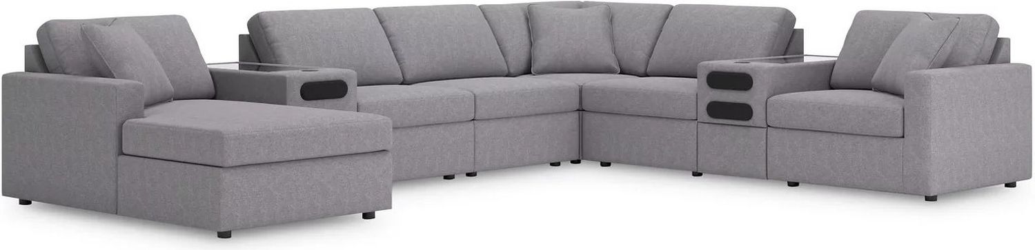 Modmax 8-Piece LAF Sectional with Audio System and Chaise In Granite 92104S49