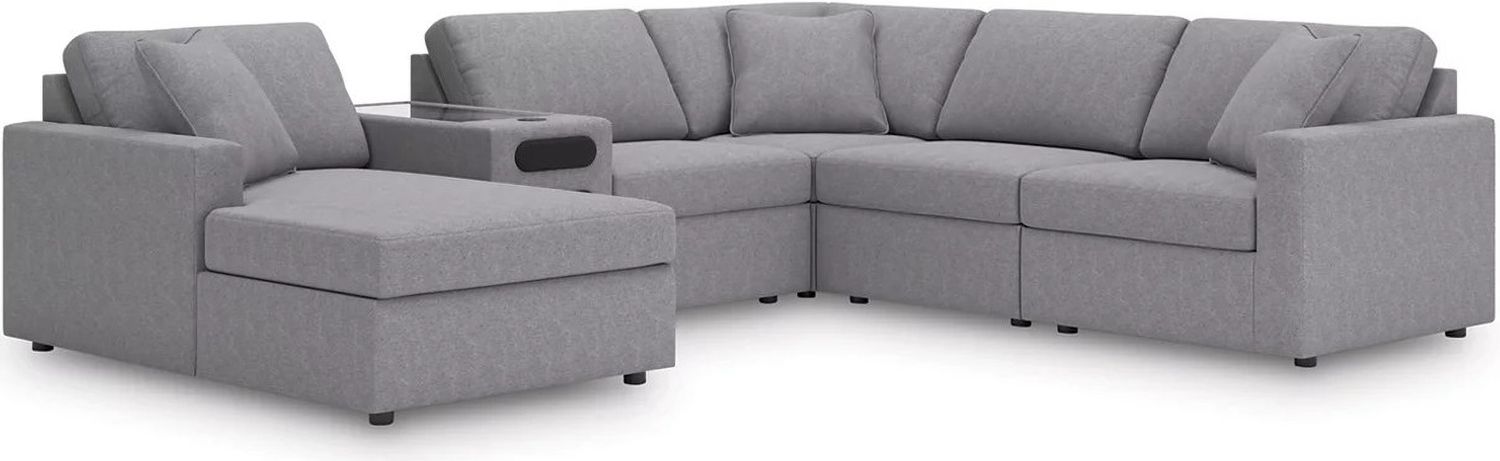 Modmax 6-Piece Sectional with Audio System and Chaise In Granite 92104S50