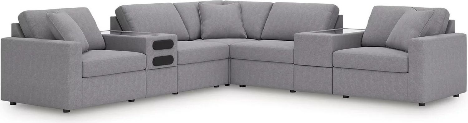 Modmax 7-Piece Balanced Sectional with Audio and Storage Consoles In Granite 92104S69