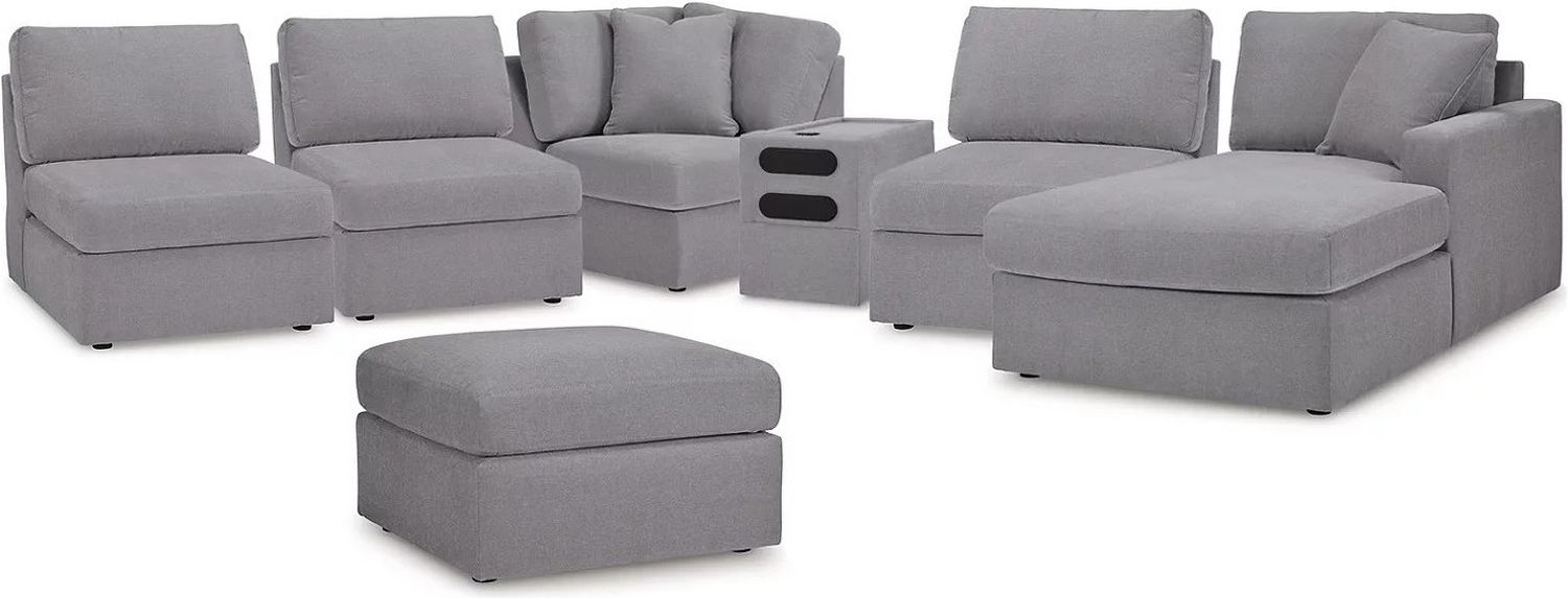 Modmax 6-Piece RAF Sectional with Audio Console and Ottoman In Granite 92104U10