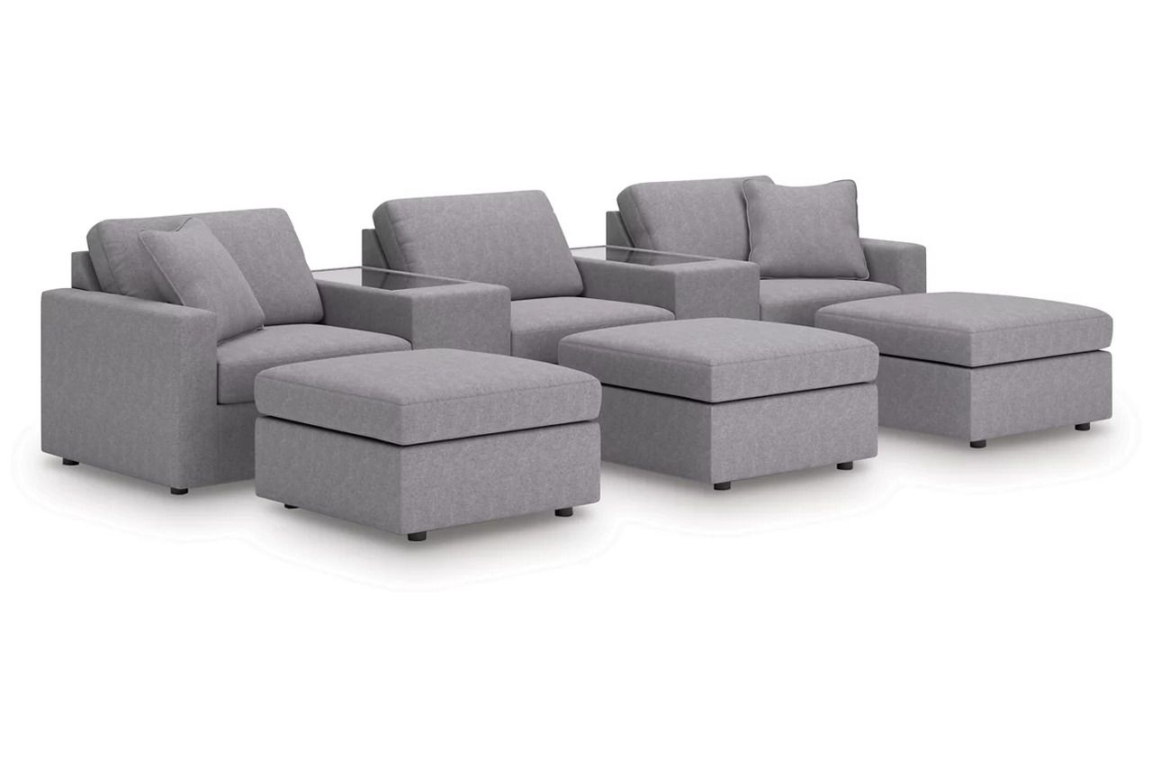 Modmax 5-Piece Sectional and 3 Ottomans In Granite 92104U19