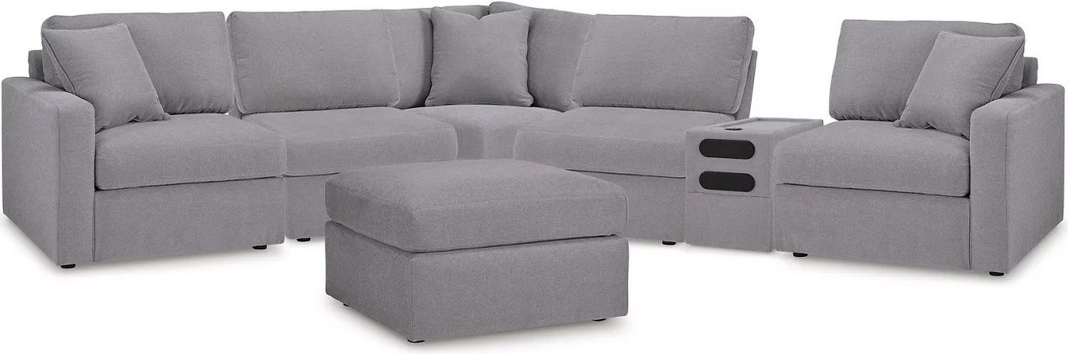 Modmax 6-Piece Sectional and Oversized Accent Ottoman In Granite 92104U25