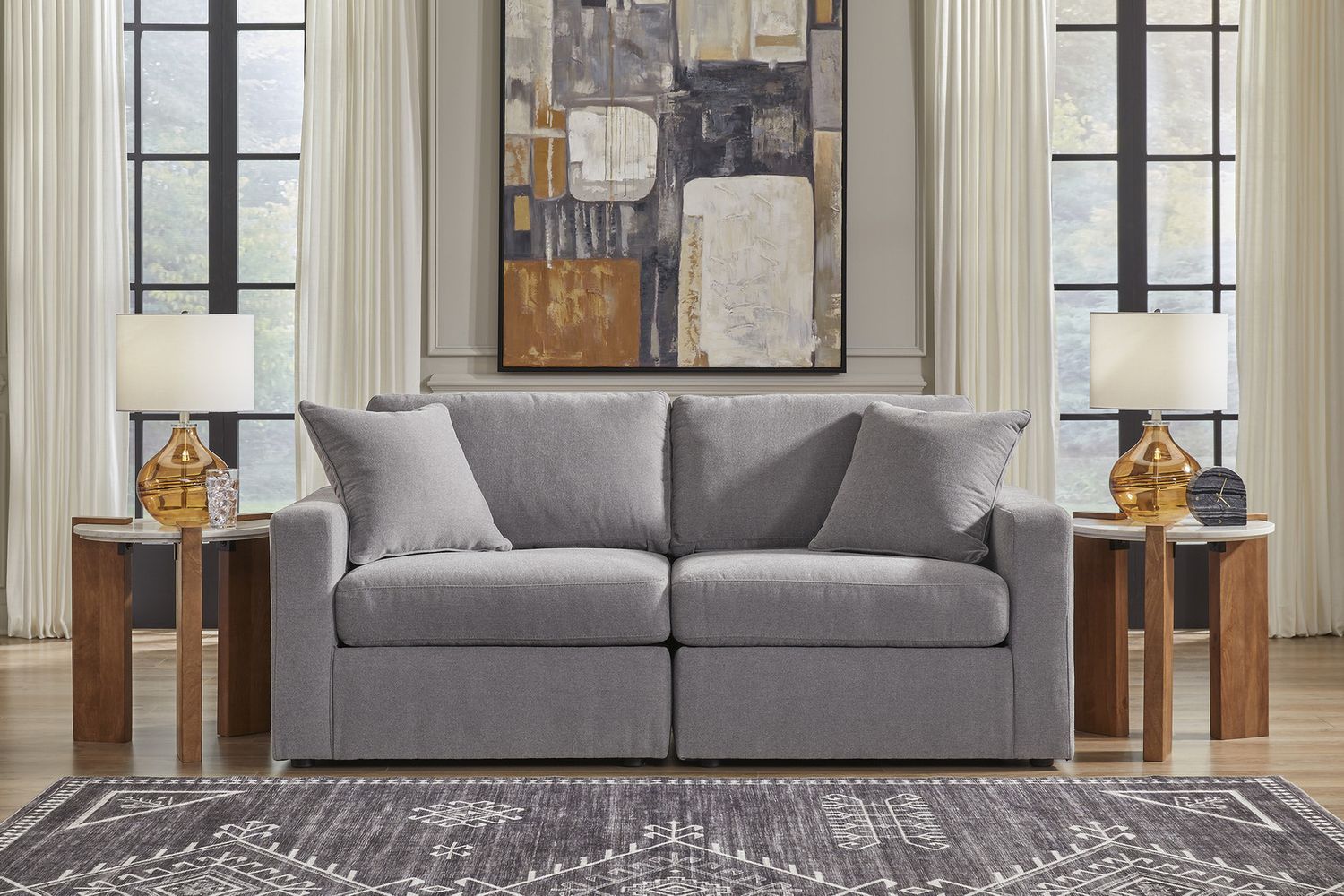 Modmax 6-Piece Sectional and Oversized Accent Ottoman In Granite 92104U25