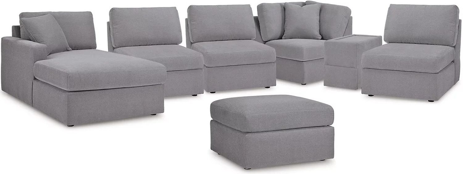 Modmax 6-Piece LAF Sectional with Audio Console and Ottoman In Granite 92104U6