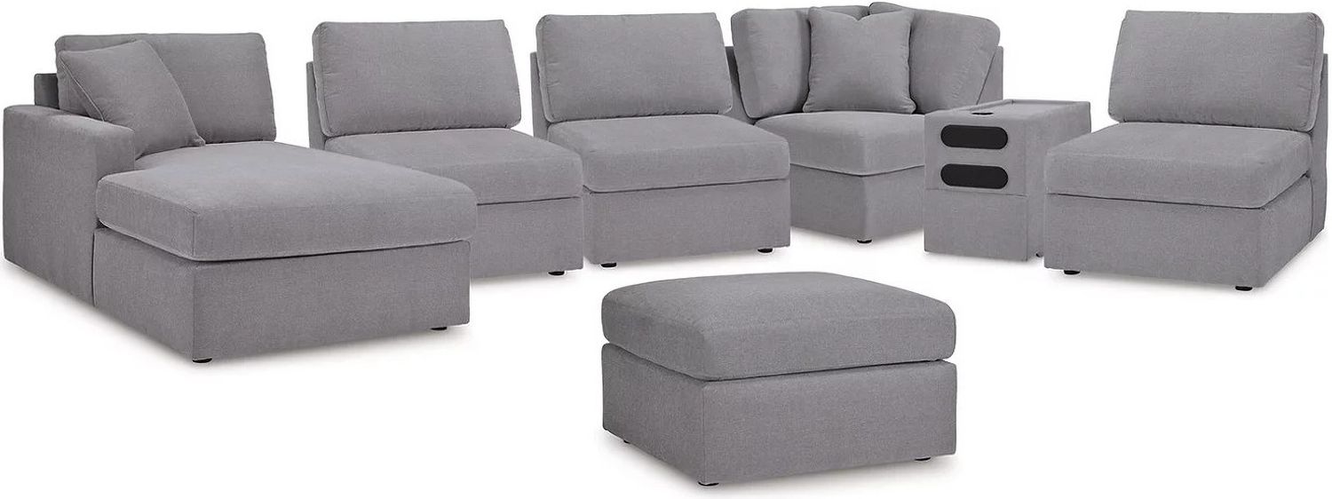 Modmax 6-Piece LAF Sectional with Console and Ottoman In Granite 92104U9
