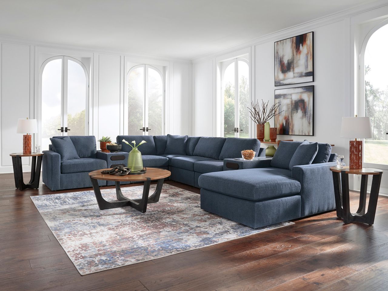 Modmax 8-Piece Sectional with Audio System and Chaise In Ink 92121S48