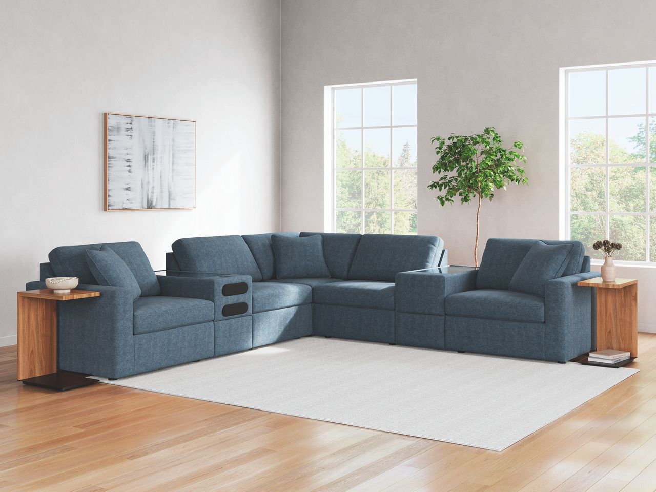 Modmax 7-Piece Balanced Sectional with Audio and Storage Consoles In Ink 92121S69