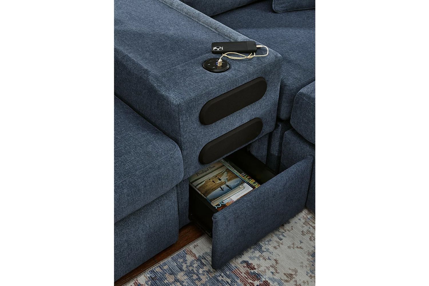 Modmax 6-Piece Sectional with Audio Console and Ottoman In Ink 92121U10