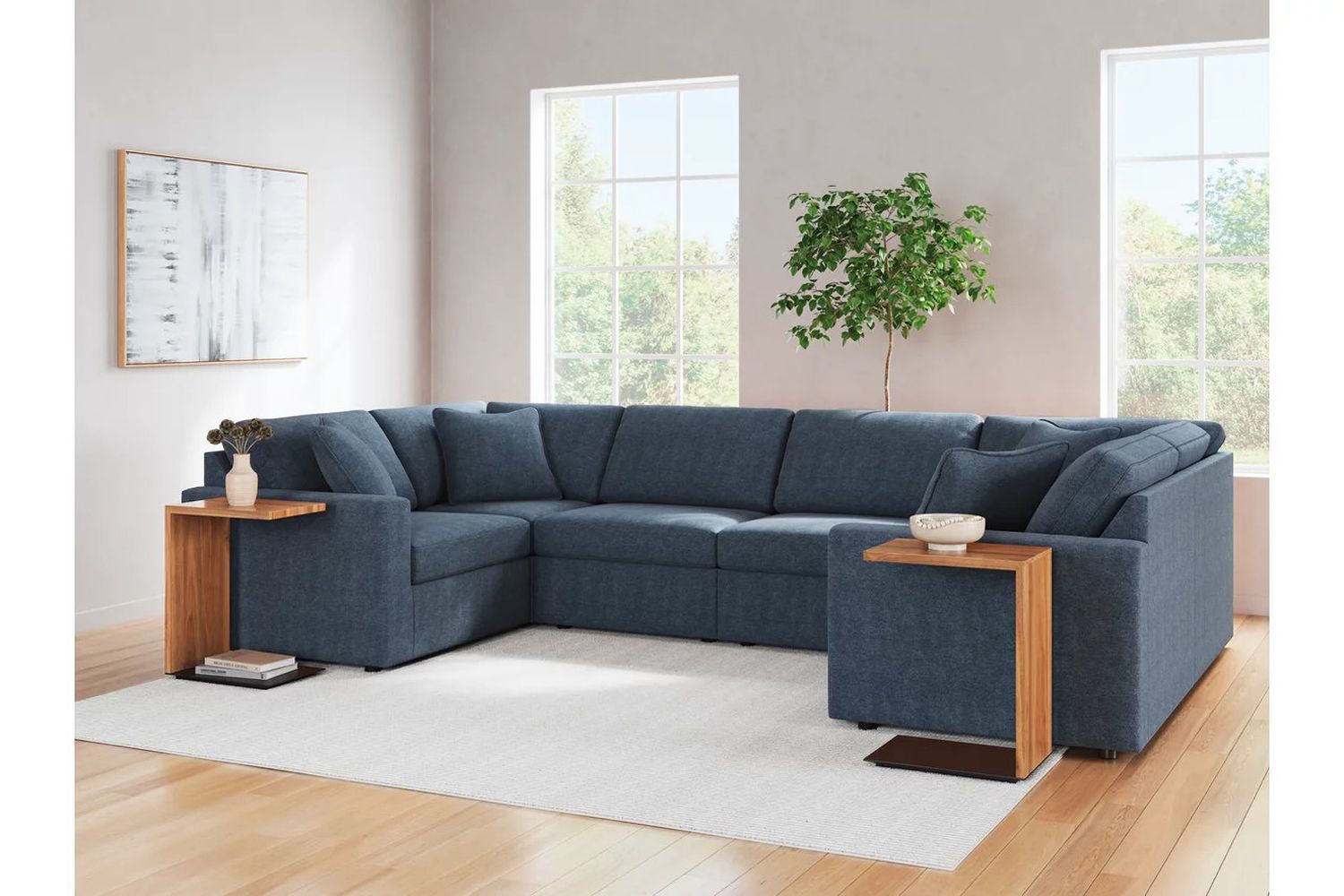 Modmax 6-Piece Sectional and Ottoman In Ink 92121U18
