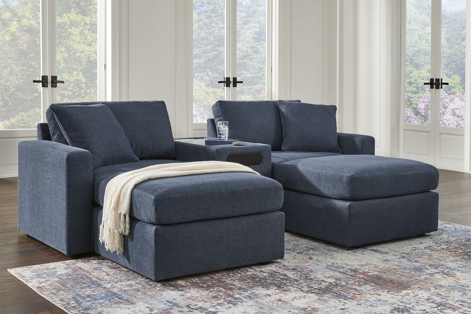 Modmax 3-Piece Sectional and 2 Ottomans In Ink 92121U26