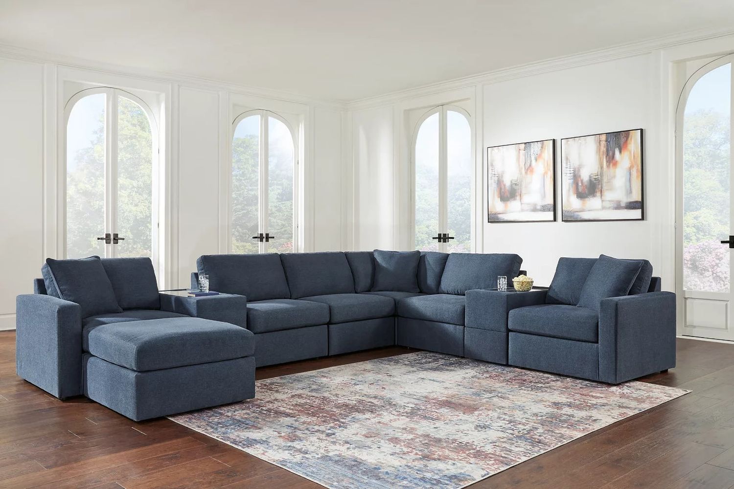 Modmax 8-Piece Sectional and Ottoman In Ink 92121U3