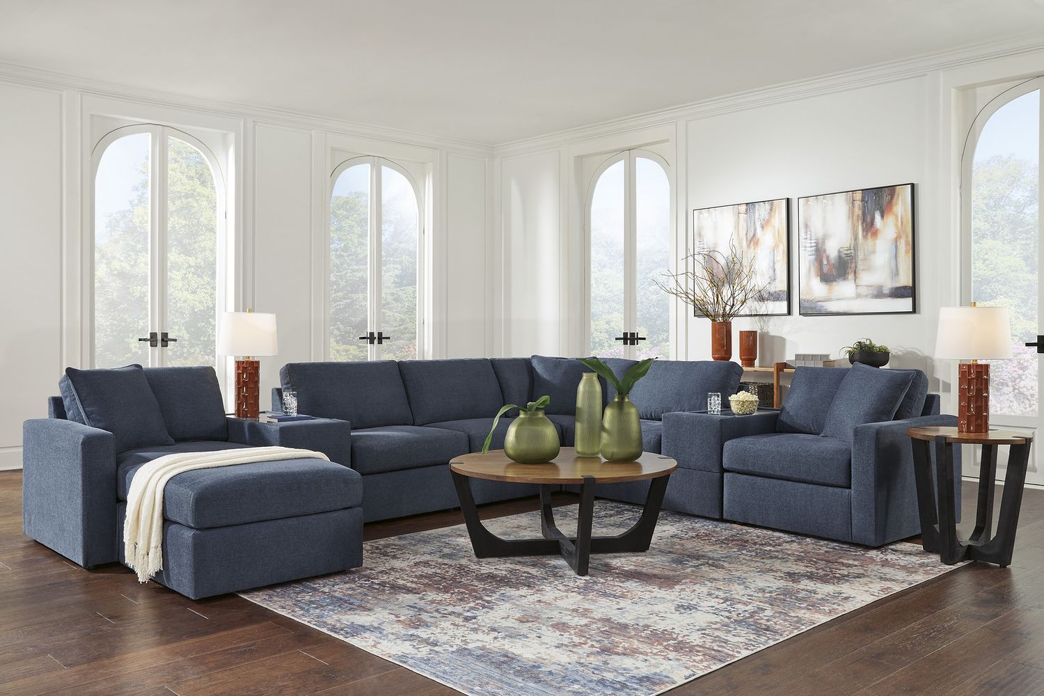Modmax 8-Piece Sectional and Ottoman In Ink 92121U3