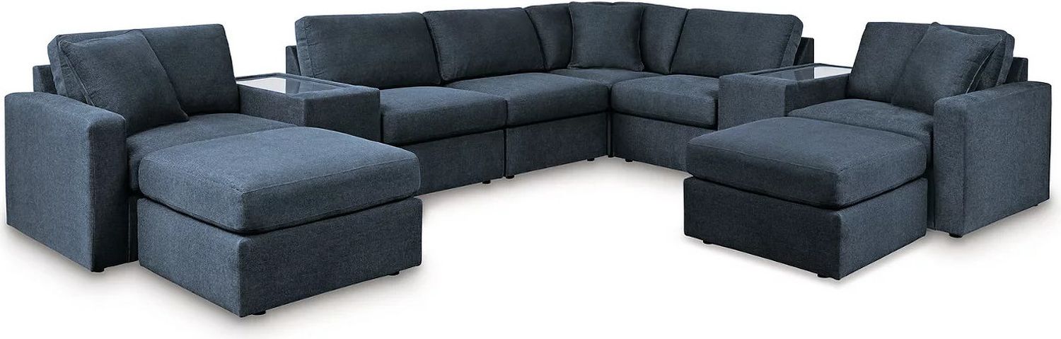 Modmax 6-Piece Sectional and 2 Ottomans with Console In Ink 92121U5