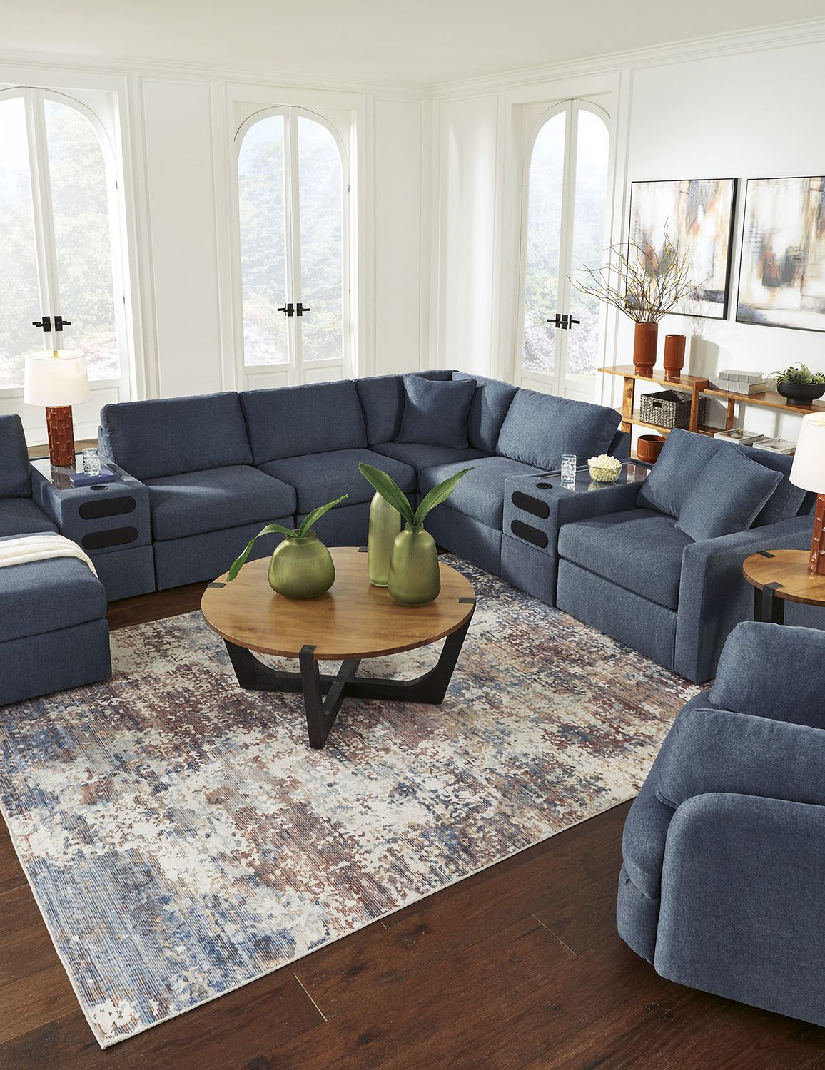 Modmax 6-Piece RAF Sectional with Audio Console and Ottoman In Ink 92121U9
