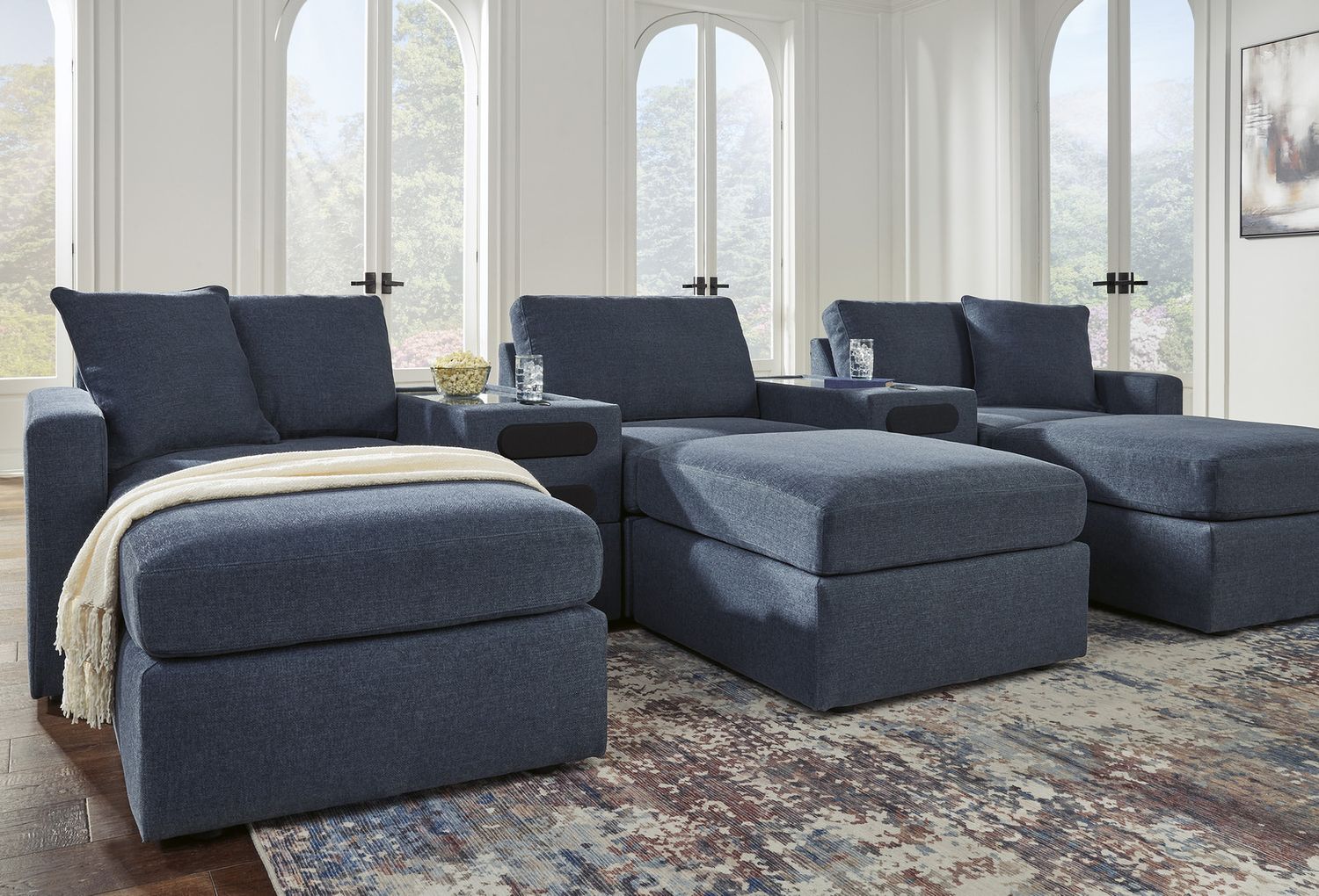 Modmax 6-Piece RAF Sectional with Audio Console and Ottoman In Ink 92121U9