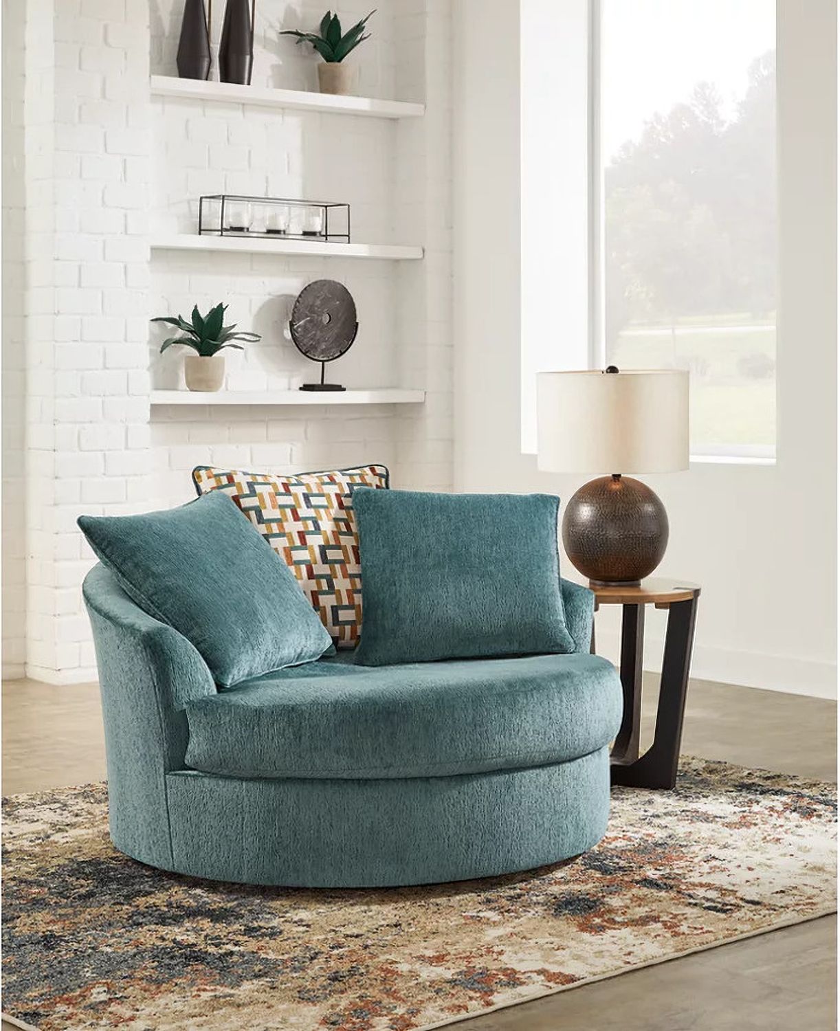Laylabrook Oversized Swivel Accent Chair In Teal 9220621