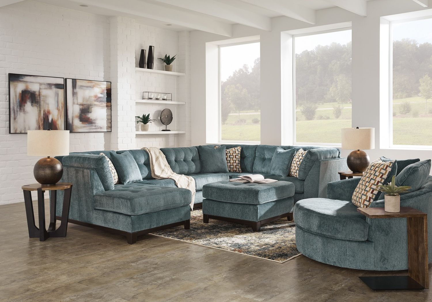 Laylabrook Oversized Swivel Accent Chair In Teal 9220621