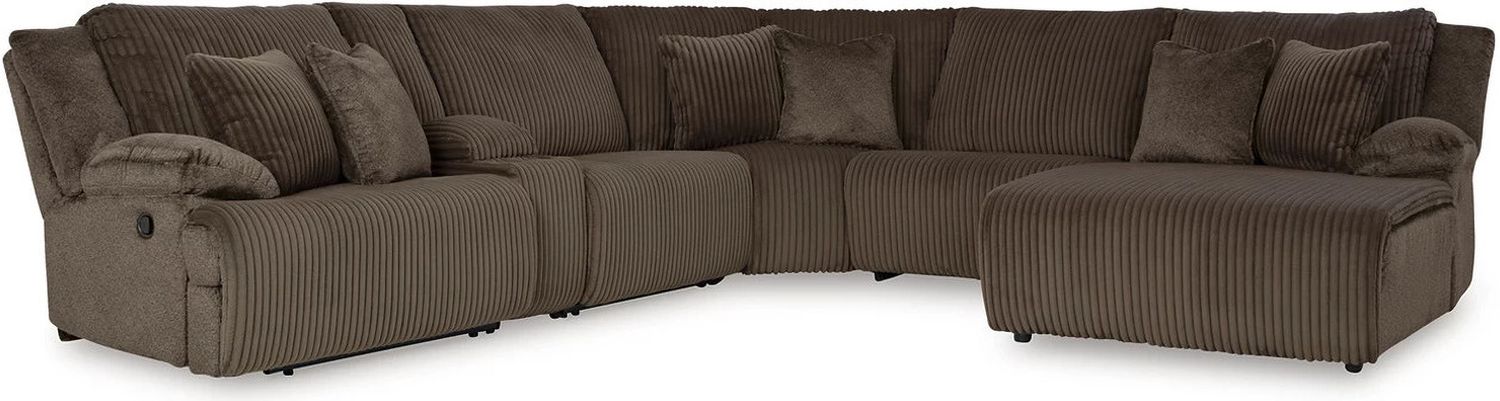 Top Tier 6-Piece Reclining Sectional with Chaise In Chocolate 92705S1