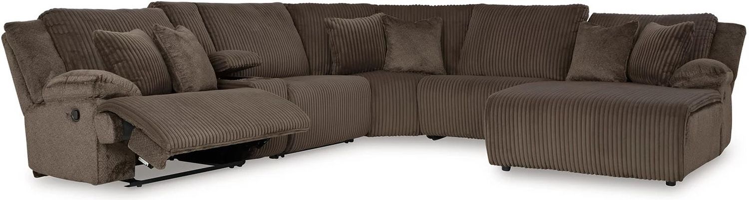 Top Tier 6-Piece Reclining Sectional with Chaise In Chocolate 92705S1