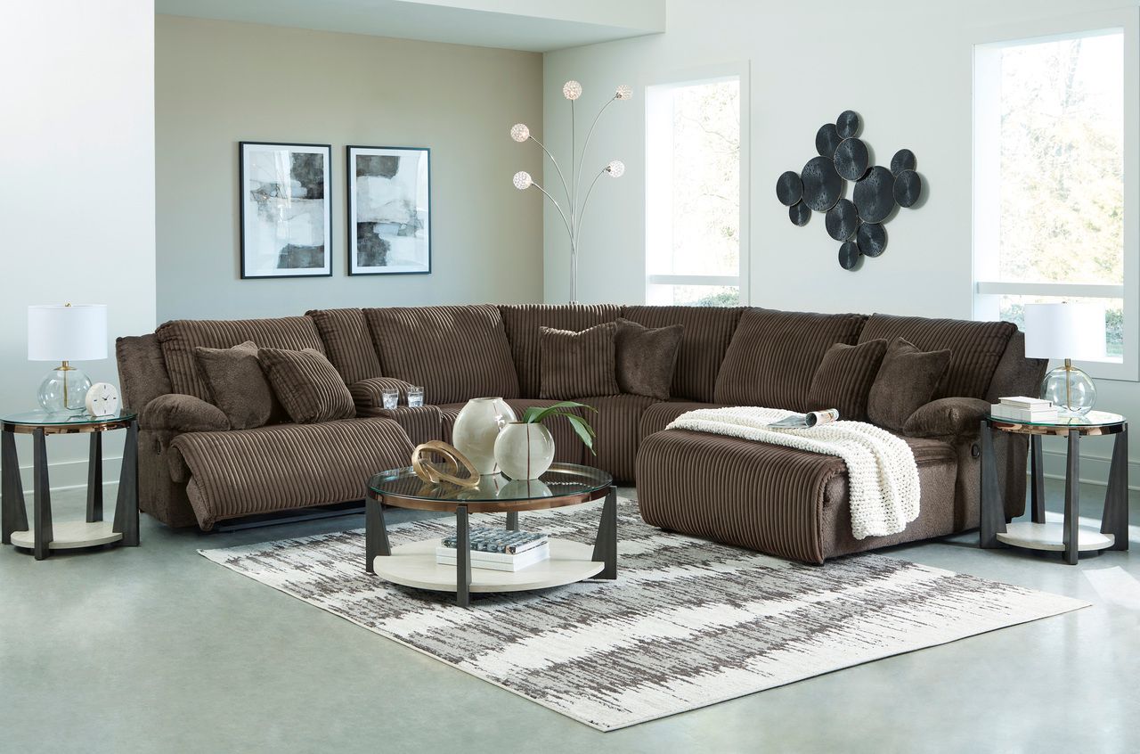 Top Tier 6-Piece Reclining Sectional with Chaise In Chocolate 92705S1
