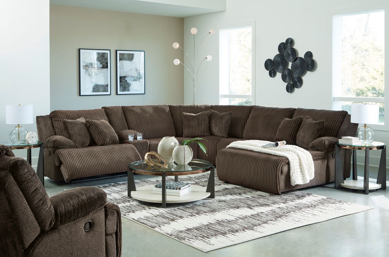Top Tier 6-Piece Reclining Sectional with Chaise In Chocolate 92705S1