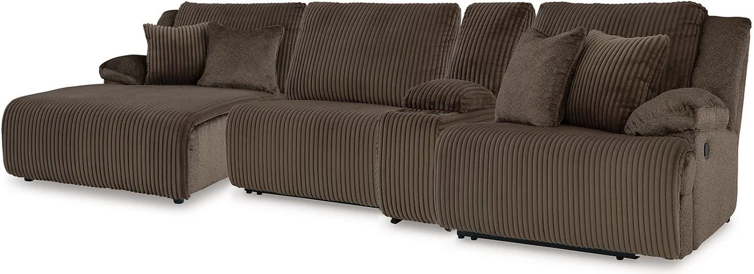 Top Tier 4-Piece Reclining Sectional with Chaise In Chocolate 92705S12