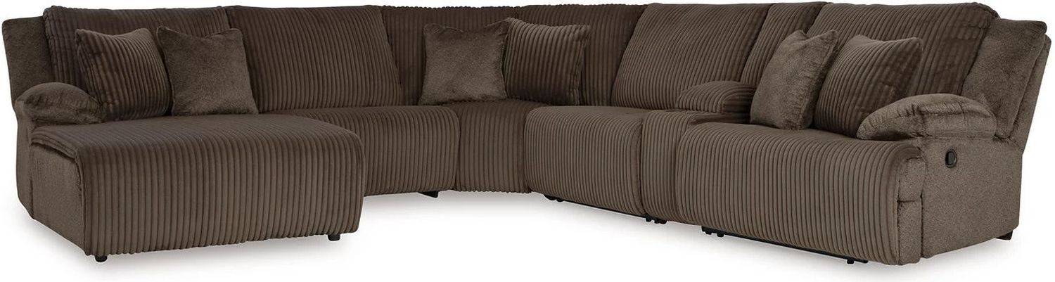 Top Tier 6-Piece Reclining Sectional with Chaise In Chocolate 92705S2