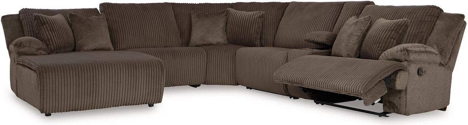Top Tier 6-Piece Reclining Sectional with Chaise In Chocolate 92705S2