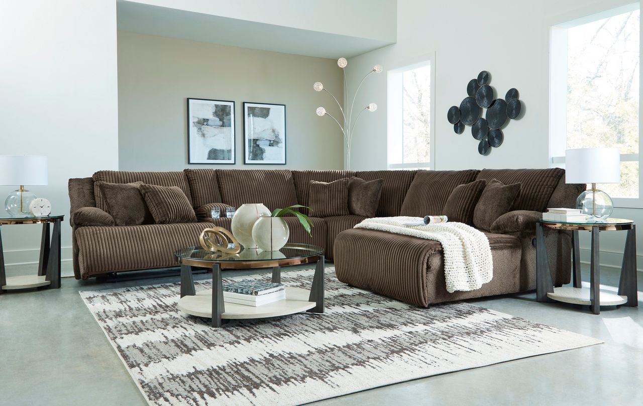 Top Tier 5-Piece Reclining Sectional In Chocolate 92705S3