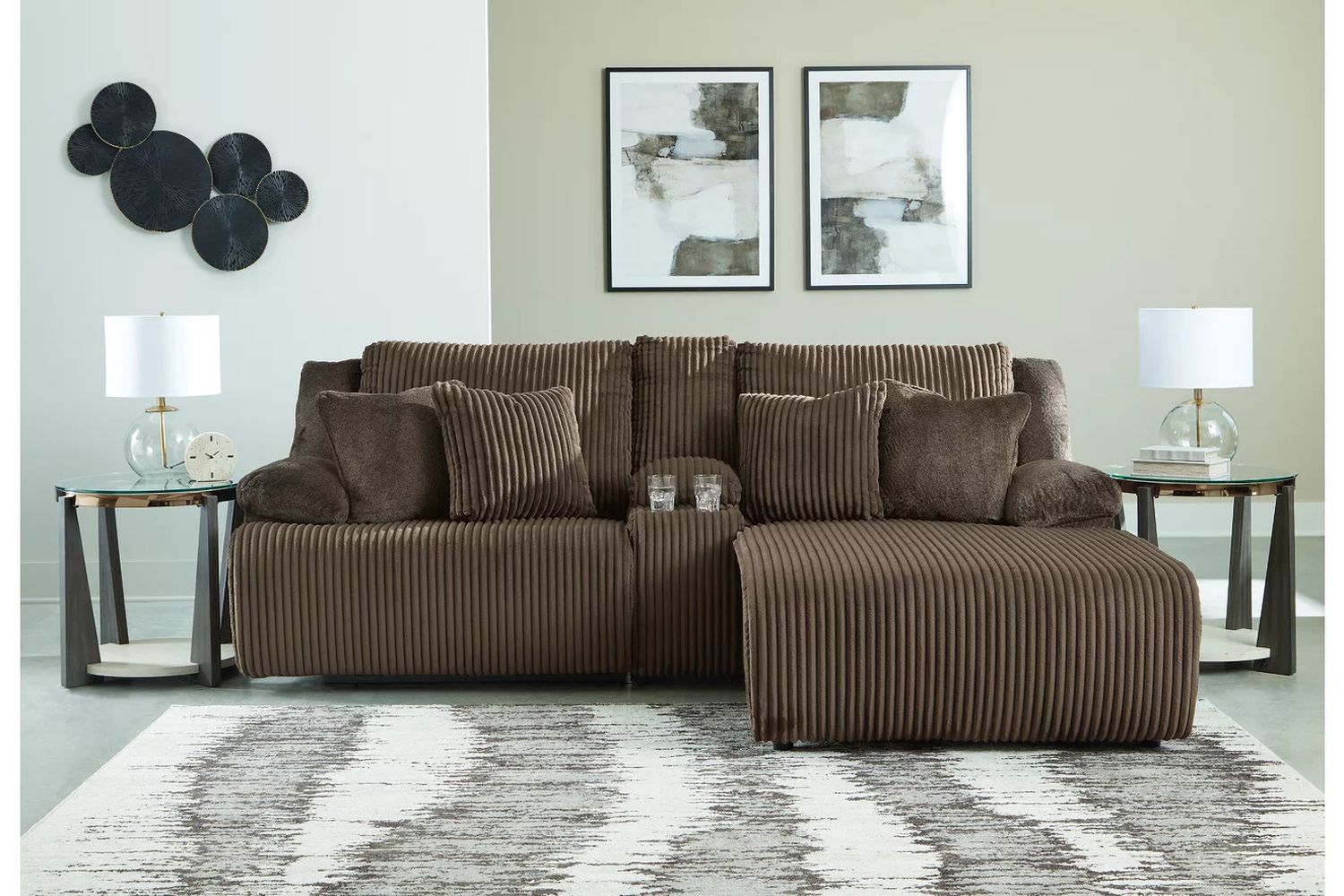 Top Tier 3-Piece Reclining Sectional Sofa with Chaise In Chocolate 92705S4
