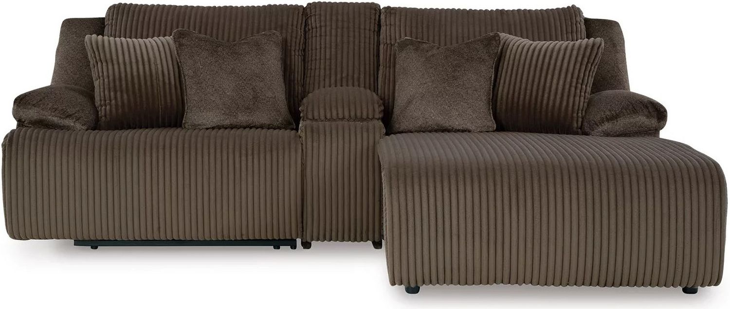 Top Tier 3-Piece Reclining Sectional Sofa with Chaise In Chocolate 92705S4