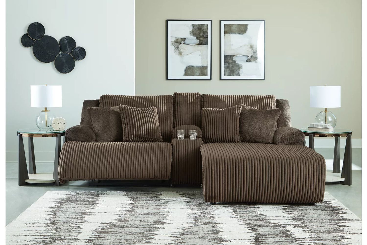 Top Tier 3-Piece Reclining Sectional Sofa with Chaise In Chocolate 92705S4