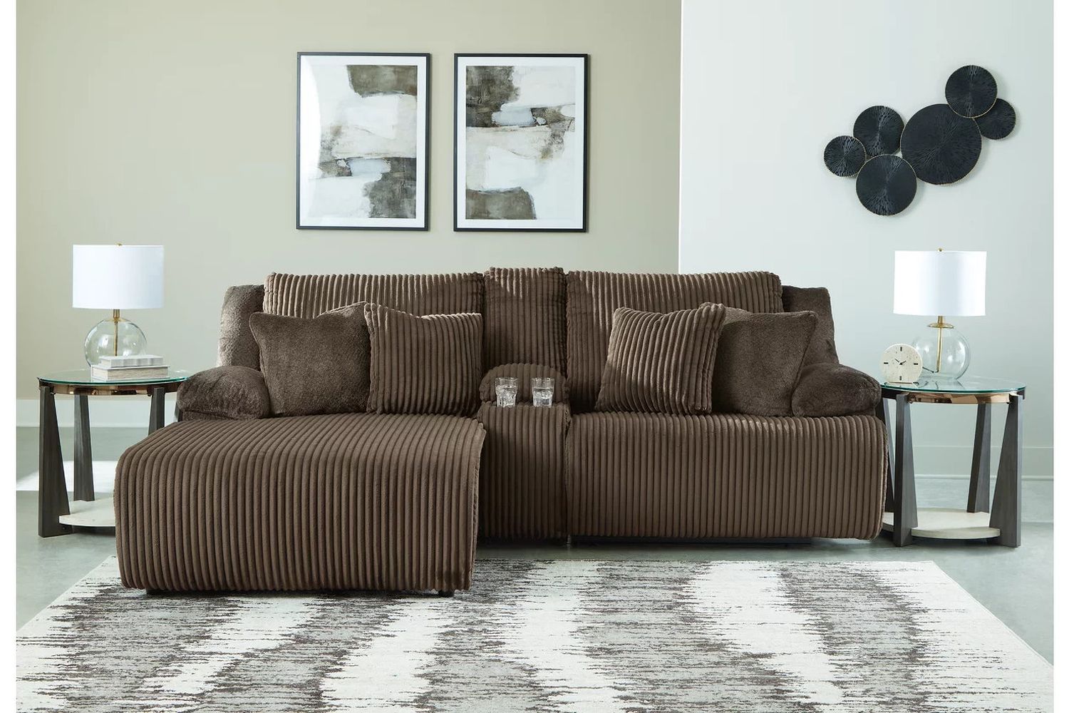 Top Tier 3-Piece Reclining Sectional Sofa with Chaise In Chocolate 92705S5