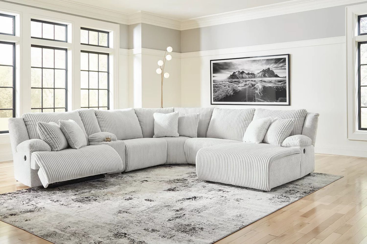 Top Tier 6-Piece RAF Reclining Sectional with Chaise In Alloy 92706S1