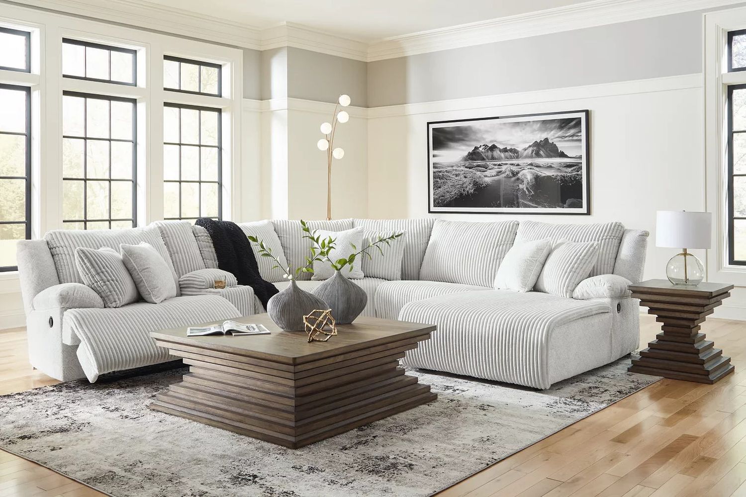 Top Tier 6-Piece RAF Reclining Sectional with Chaise In Alloy 92706S1