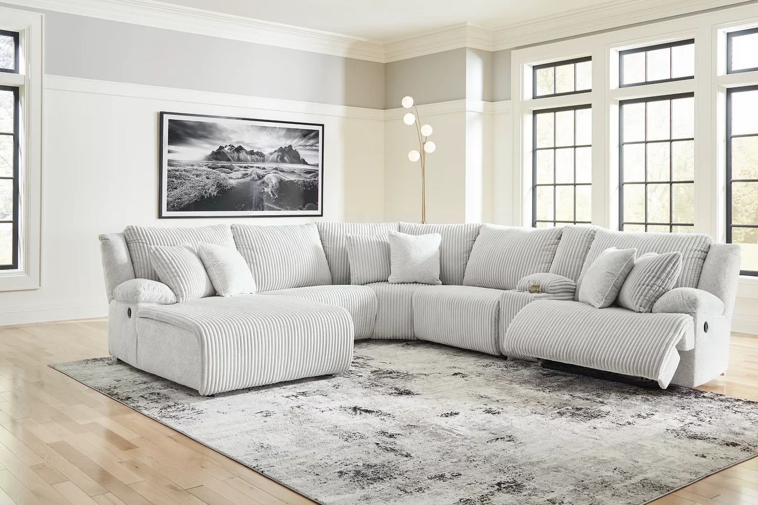 Top Tier 6-Piece LAF Reclining Sectional with Chaise In Alloy 92706S2