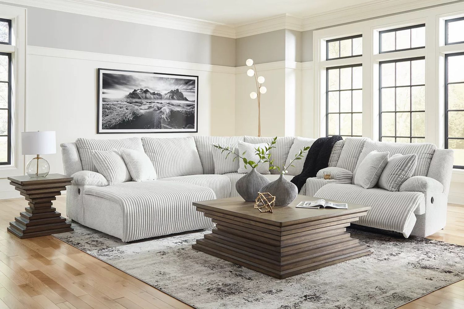 Top Tier 6-Piece LAF Reclining Sectional with Chaise In Alloy 92706S2