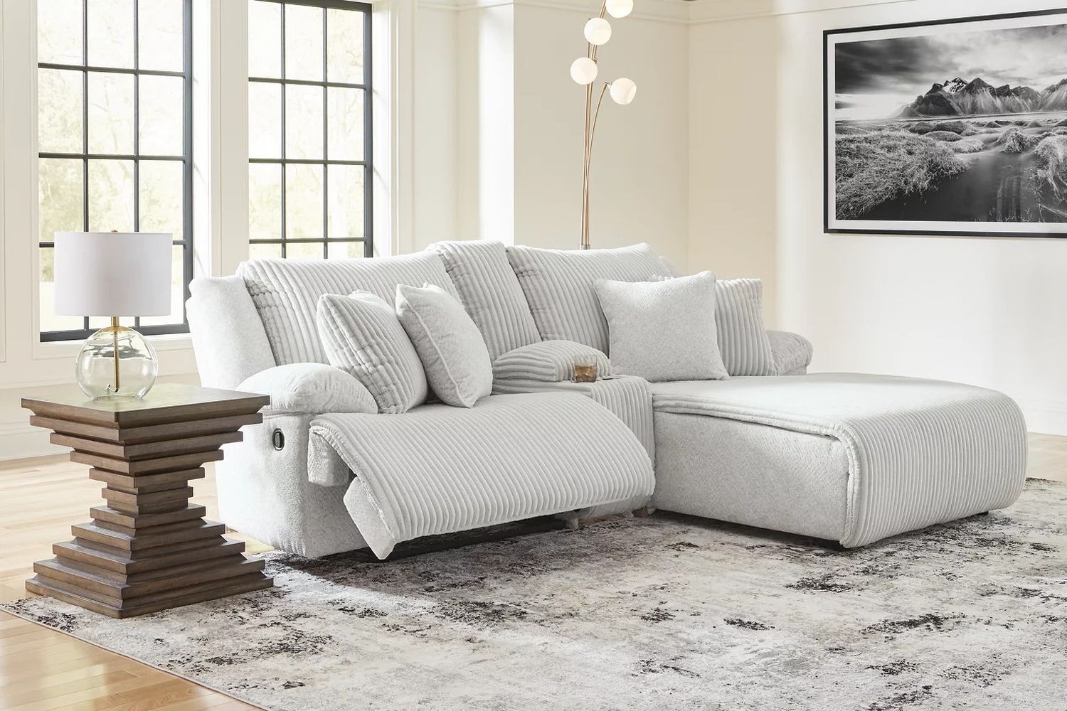 Top Tier 3-Piece RAF Reclining Sectional Sofa with Chaise In Alloy 92706S4